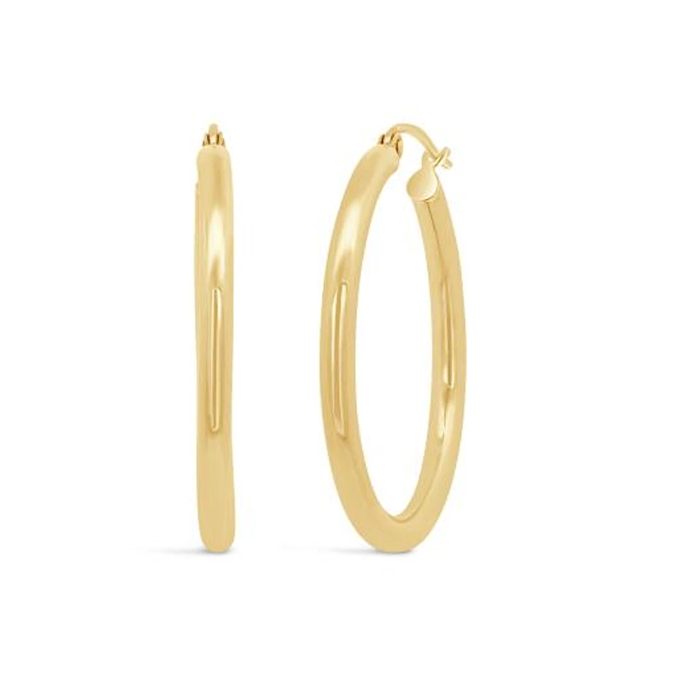 14K Yellow Gold 25mm Hoop Earrings