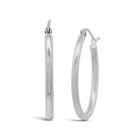 14K White Gold 27mmx20mm Oval Hoop Earrings