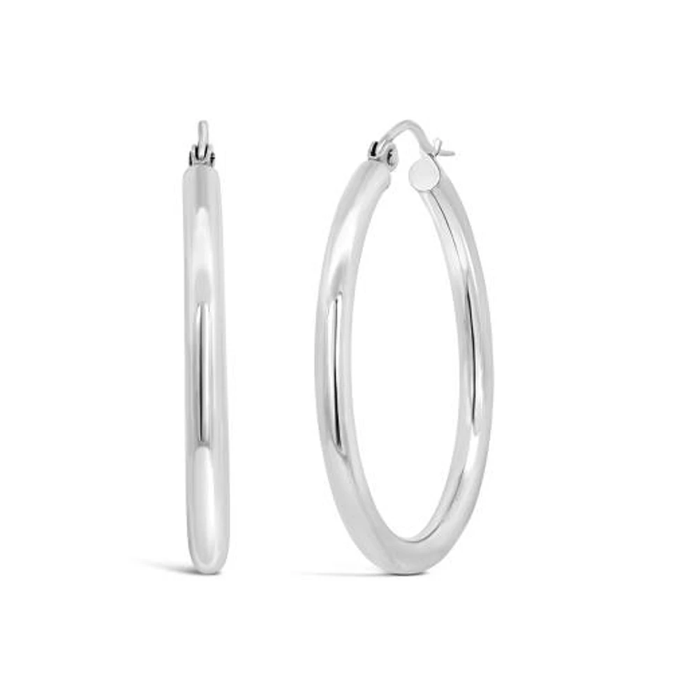 14K White Gold 30mm Hoop Earrings