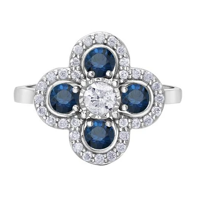 10K Gold Sapphire & Canadian Diamond Ring