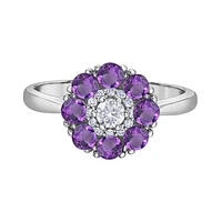 10K White Gold Amethyst & Canadian Diamond Halo Ring