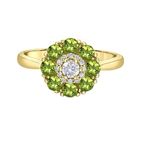 10K Yellow Gold Peridot & Canadian Diamond Halo Ring