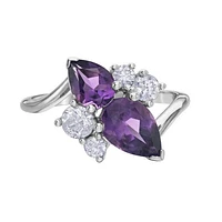 10K White Gold Amethyst & Canadian Diamond Cocktail Ring