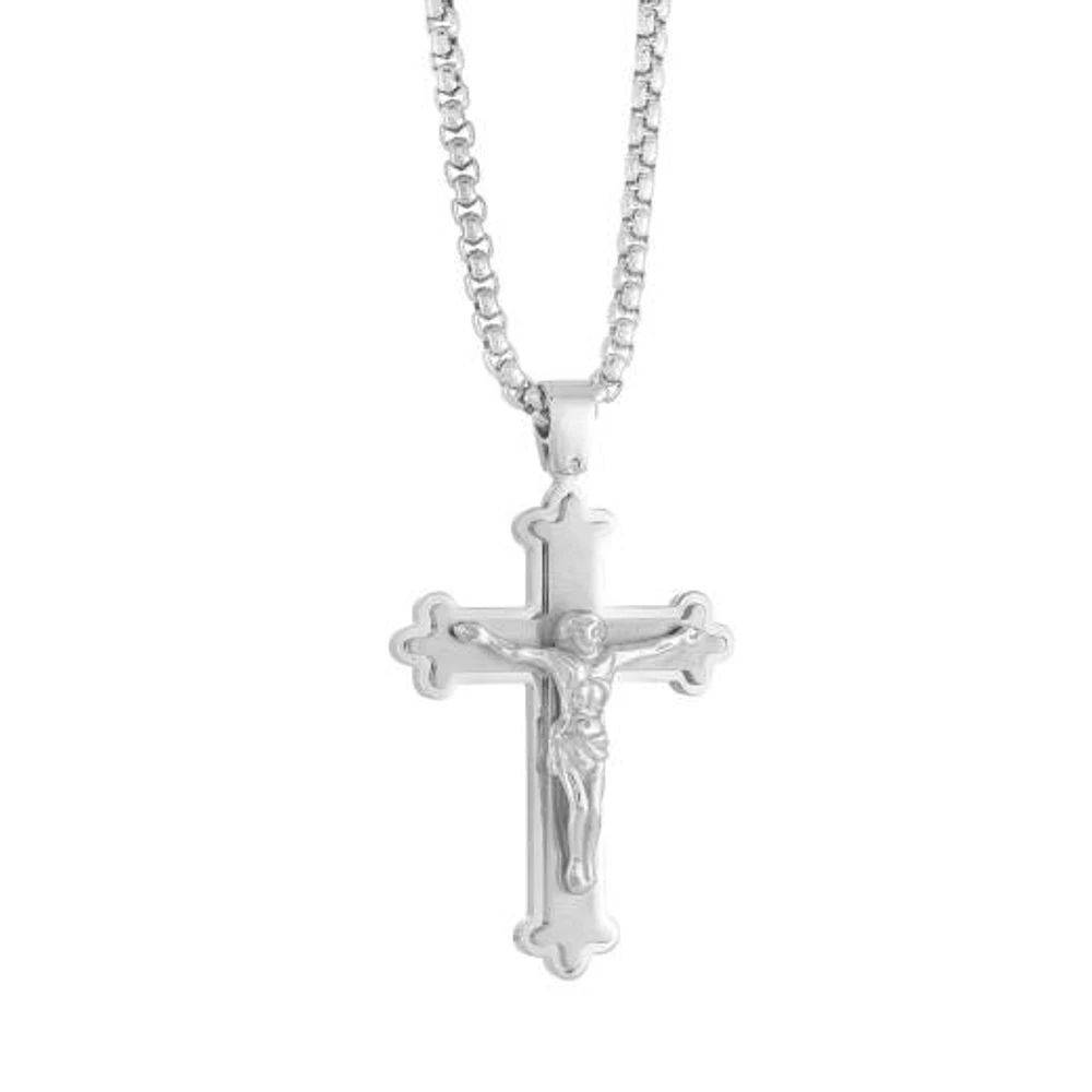 Stainless Steel 24" Jesus Cross Necklace