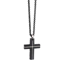 Stainless Steel Black 22" Cross Necklace