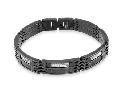 Stainless Steel Carbon Fibre Cable Bracelet