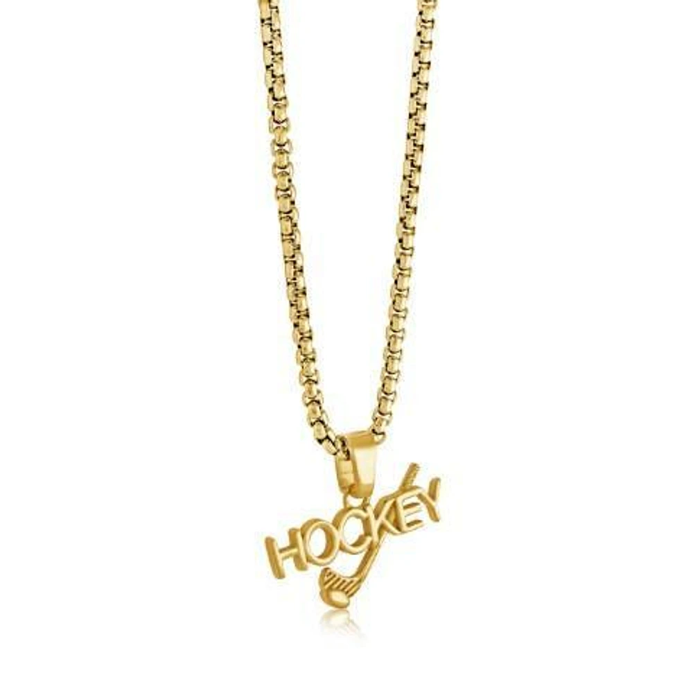 Stainless Steel Hockey Stick 22" Pendant Necklace