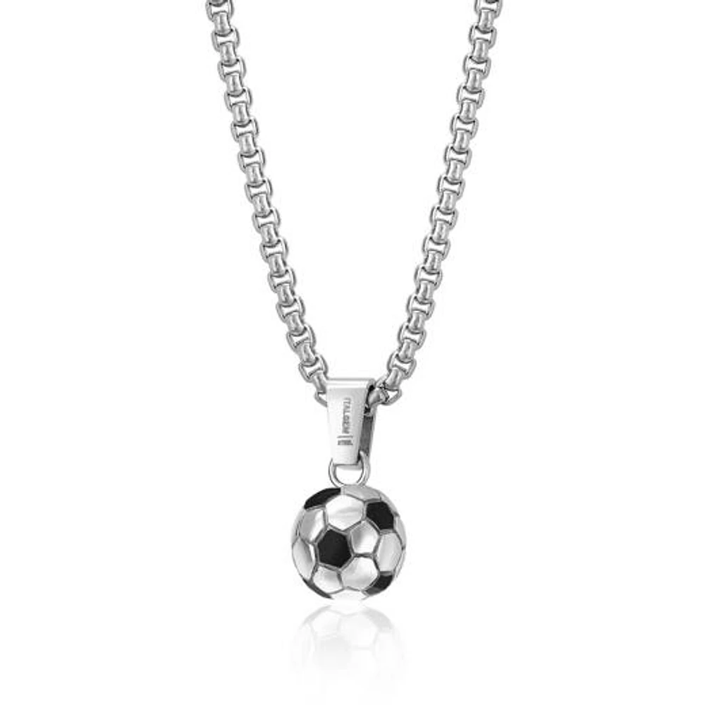 Stainless Steel Soccer Ball 22" Pendant Necklace