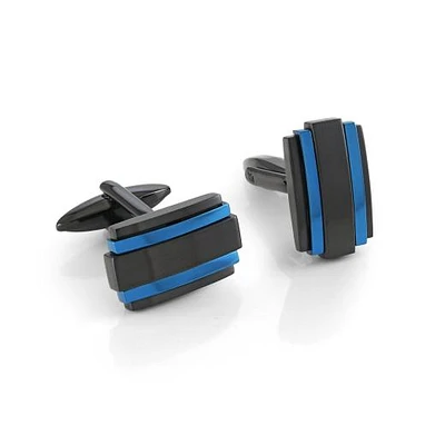 Stainless Steel Black & Blue Cufflinks