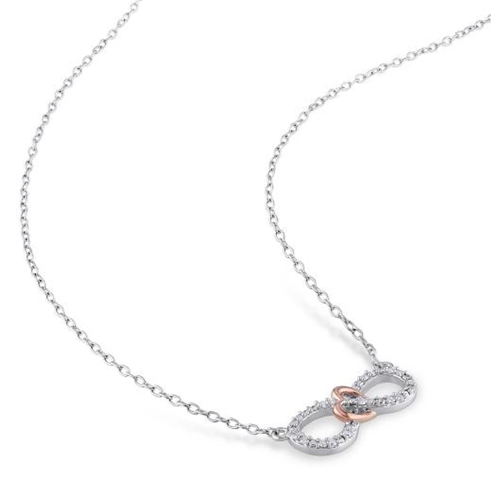 Julianna B Rose Plated Sterling Silver 0.10CTW Diamond Infinity Pendant
