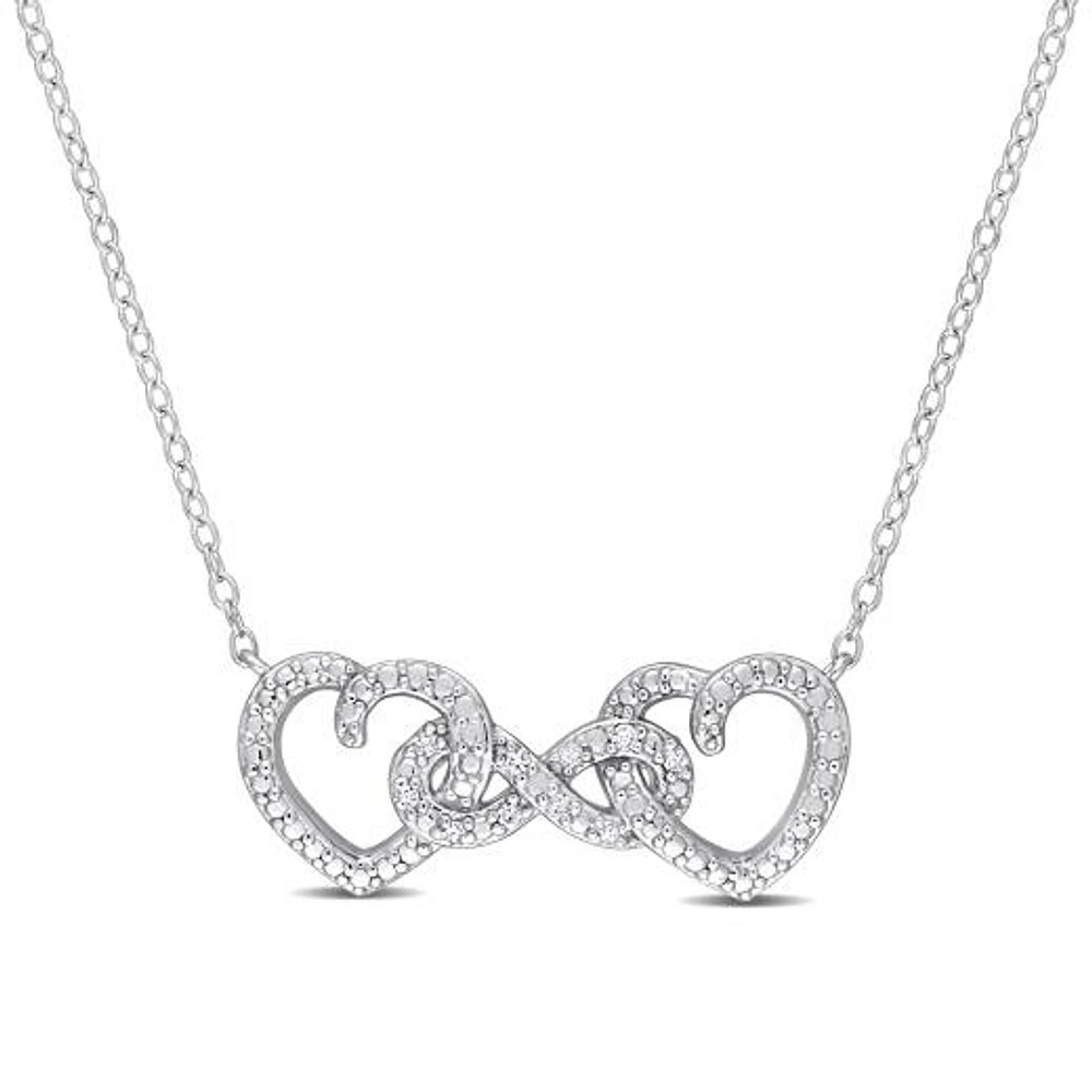 Julianna B Sterling Silver Diamond Heart Infinity Necklace