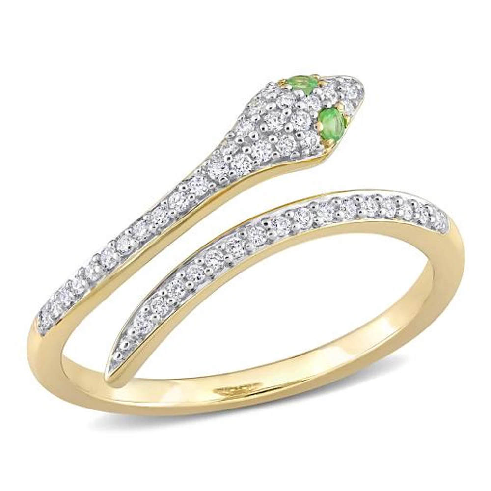 Julianna B 10K Yellow Gold Diamond & Tsavorite Snake Wrap Ring
