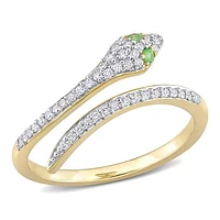 Julianna B 10K Yellow Gold Diamond & Tsavorite Snake Wrap Ring