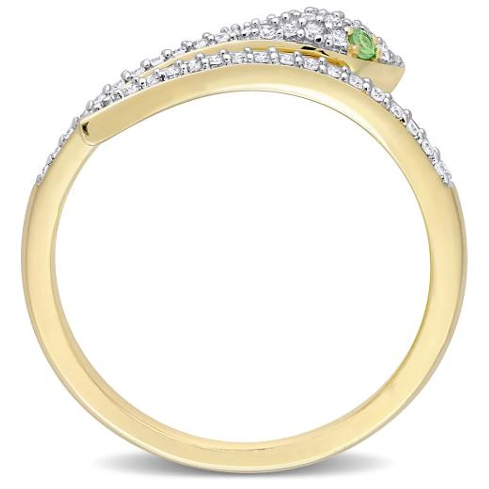 Julianna B 10K Yellow Gold Diamond & Tsavorite Snake Wrap Ring