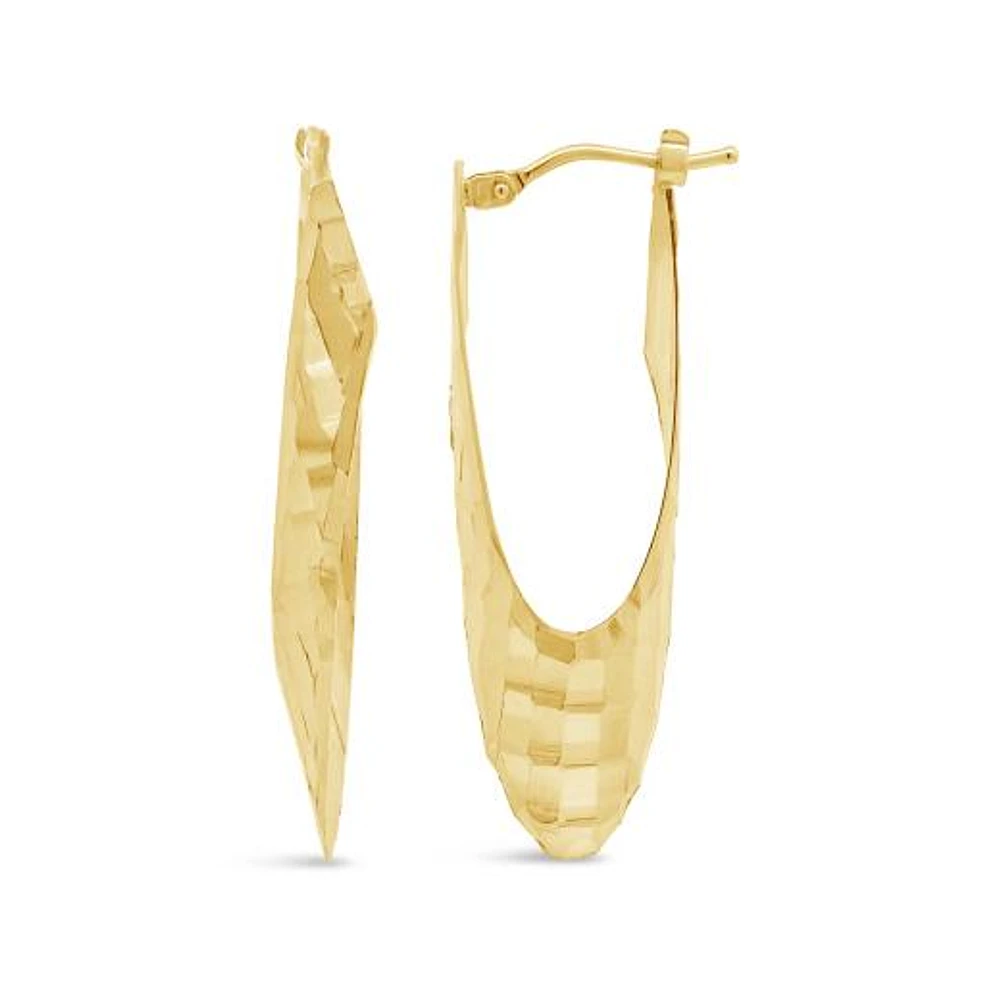 10K Yellow Textured Hoop Earring