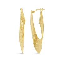 10K Yellow Textured Hoop Earring