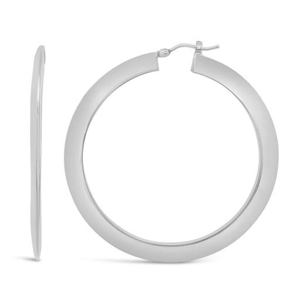 10K White Gold Large Hoop Earring