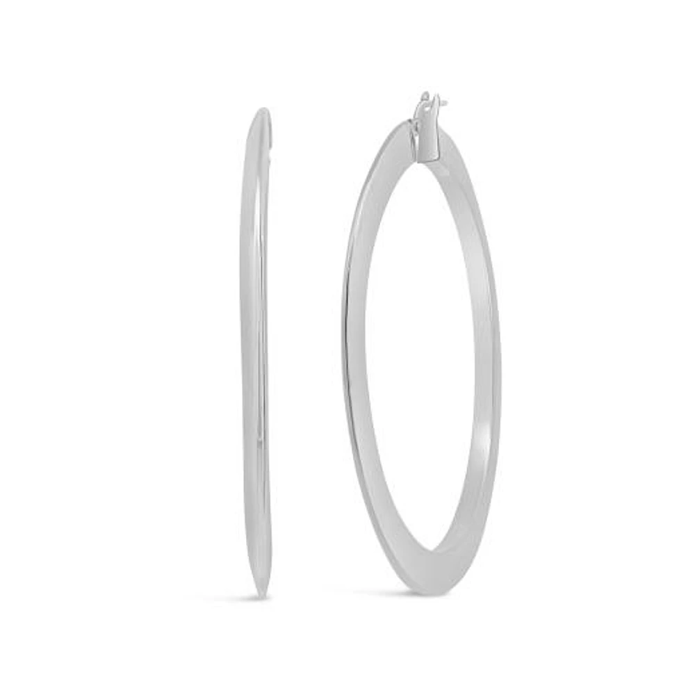 10K White Gold Large Hoop Earring