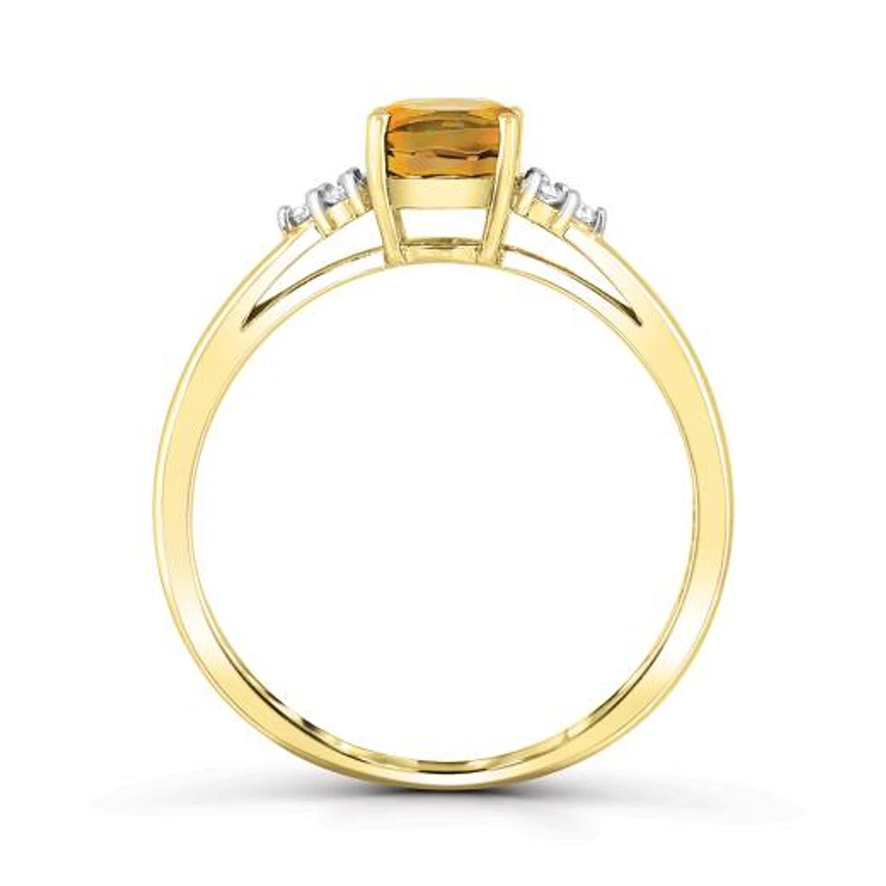 10K Yellow Gold Citrine & Diamond Ring