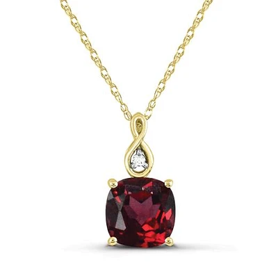 10K Yellow Gold Garnet & Diamond Infinity Pendant