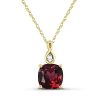 10K Yellow Gold Garnet & Diamond Infinity Pendant