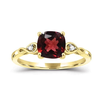 10K Yellow Gold Garnet & Diamond Infinity Ring