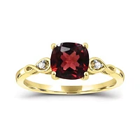 10K Yellow Gold Garnet & Diamond Infinity Ring