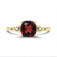 10K Yellow Gold Garnet & Diamond Infinity Ring
