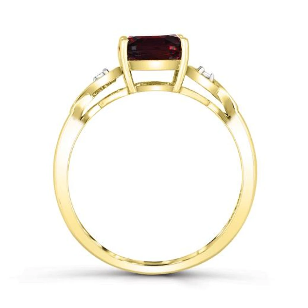 10K Yellow Gold Garnet & Diamond Infinity Ring