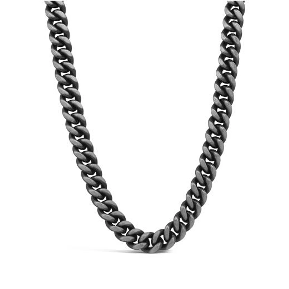 Sterling Silver 22" Curb Chain with Gun Metal Finish