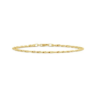 10K Yellow Gold 8.5" Solid Diamond Cut Figarucci Bracelet