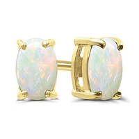 10K Yellow Gold Opal Stud Earrings