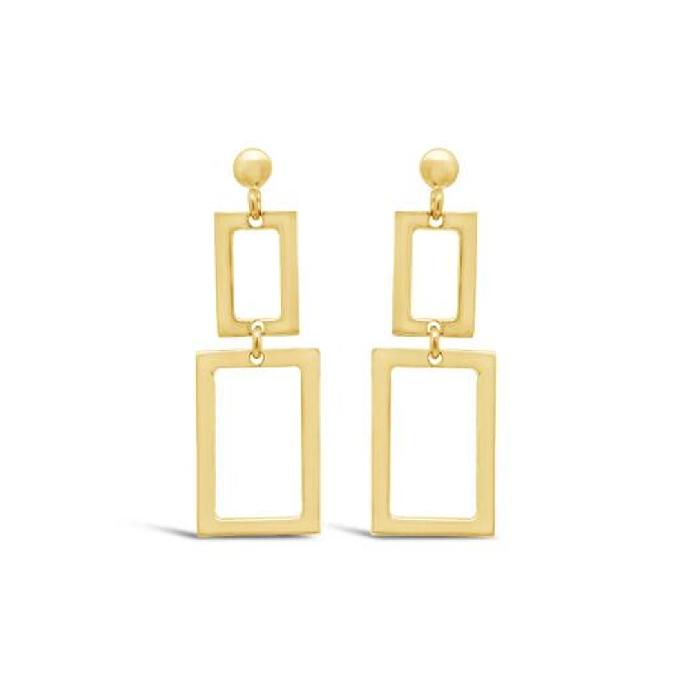 10K Yellow Gold Square Drop Earrings