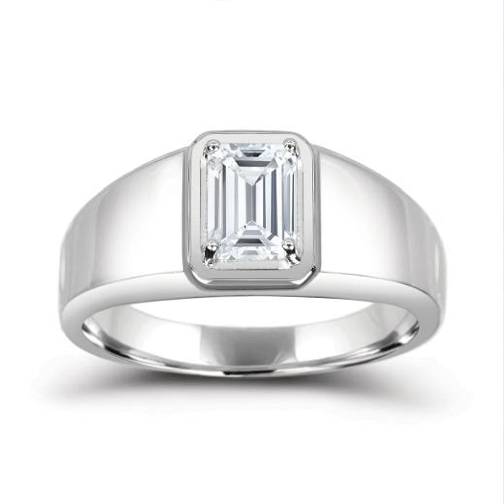 Sterling Silver White Topaz Men's Ring