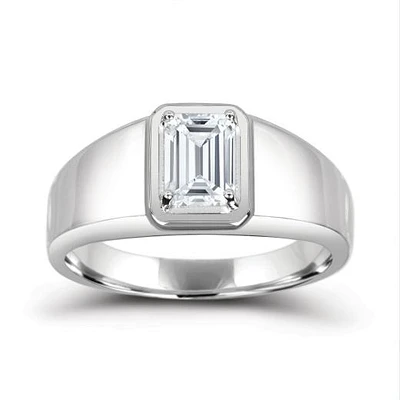 Sterling Silver White Topaz Men's Ring