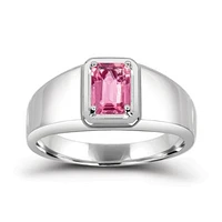 Sterling Silver Pink Tourmaline Men's Ring