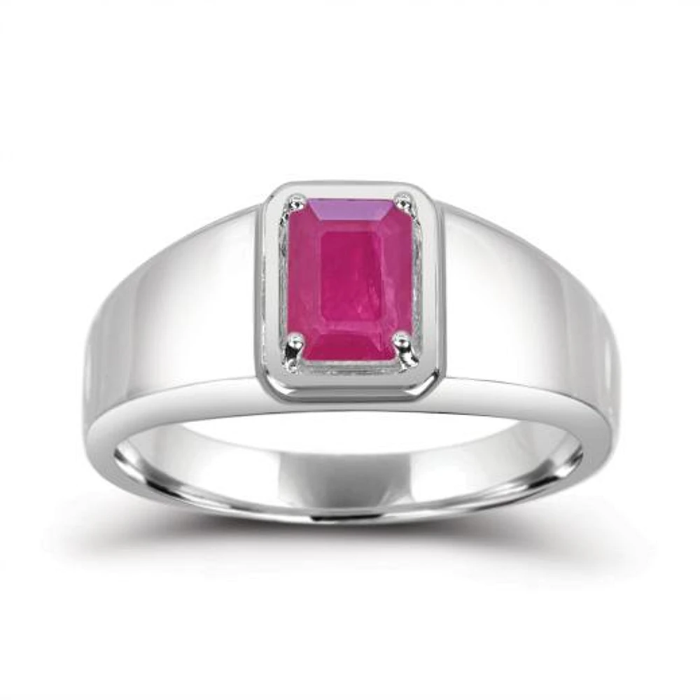 Sterling Silver Ruby Men's Ring