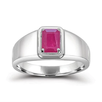 Sterling Silver Ruby Men's Ring