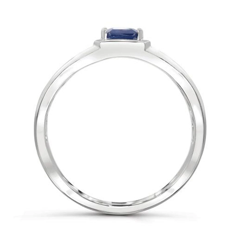 Sterling Silver Blue Sapphire Men's Ring