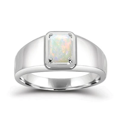 Sterling Silver Opal Men's Ring