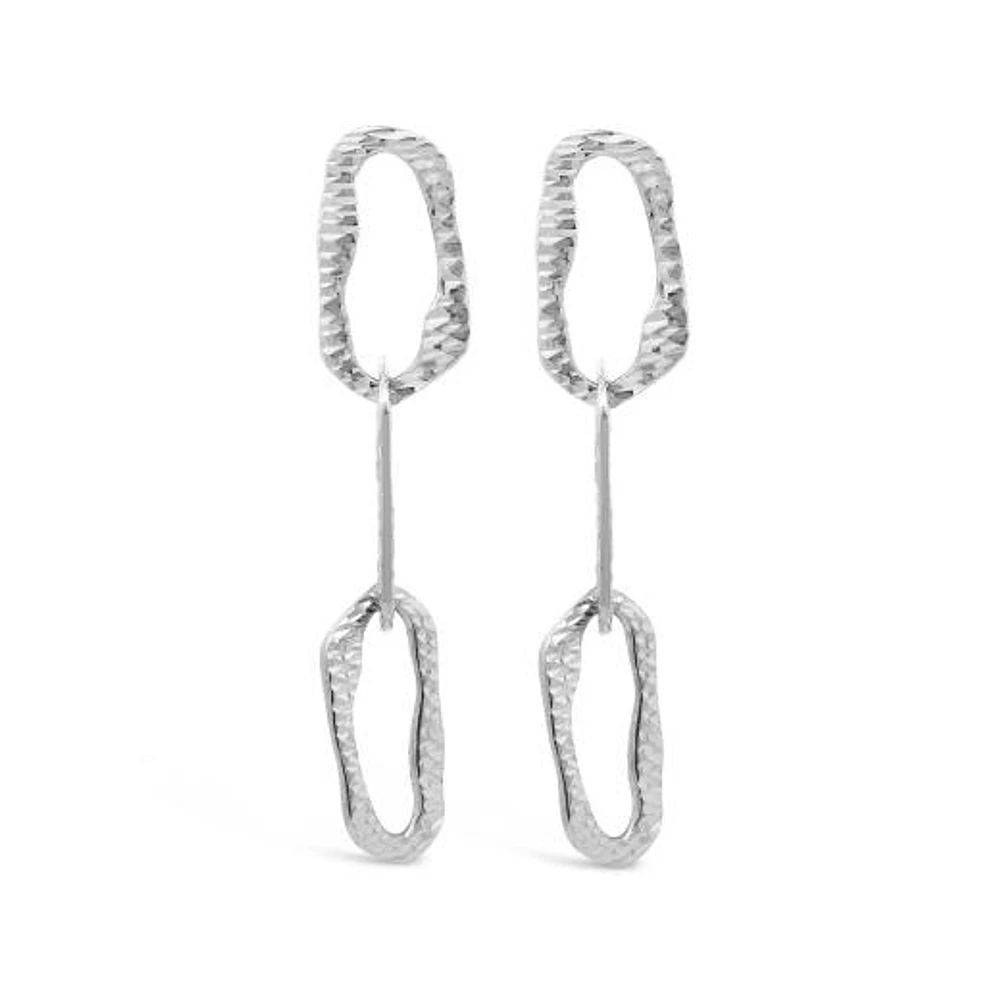 Sterling Silver Hammered Link Drop Earrings