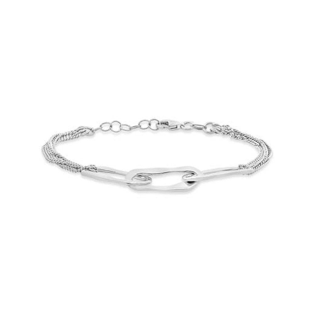 Sterling Silver 7" Hammered Link Bracelet