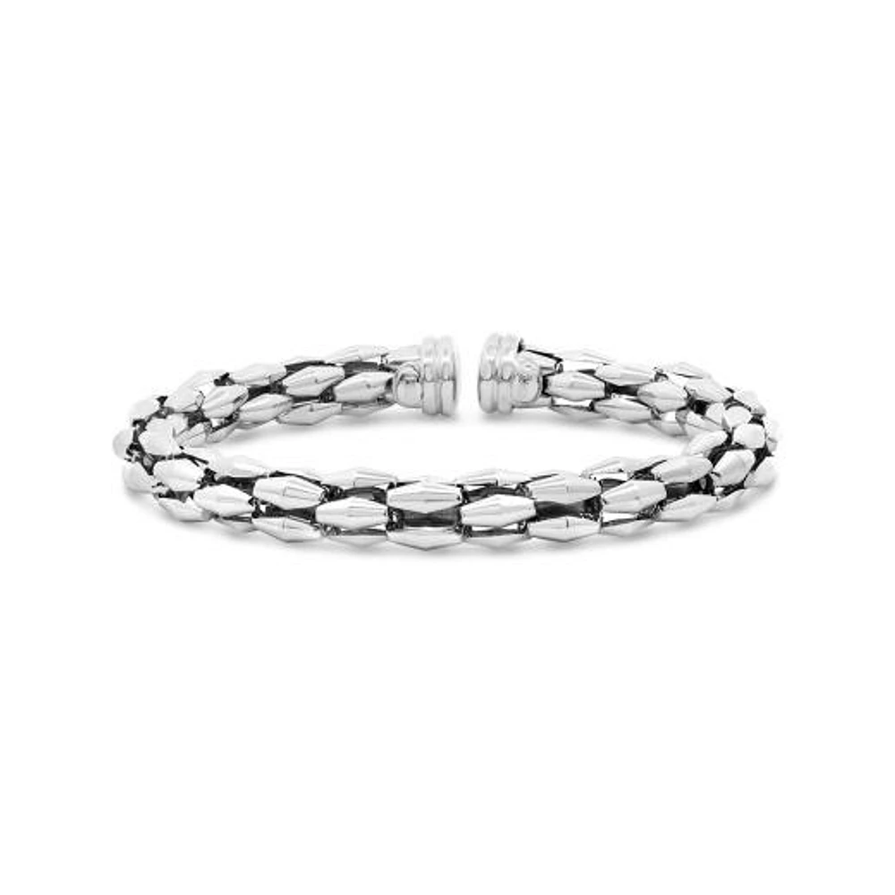 Sterling Silver Fancy Link Cuff Bracelet