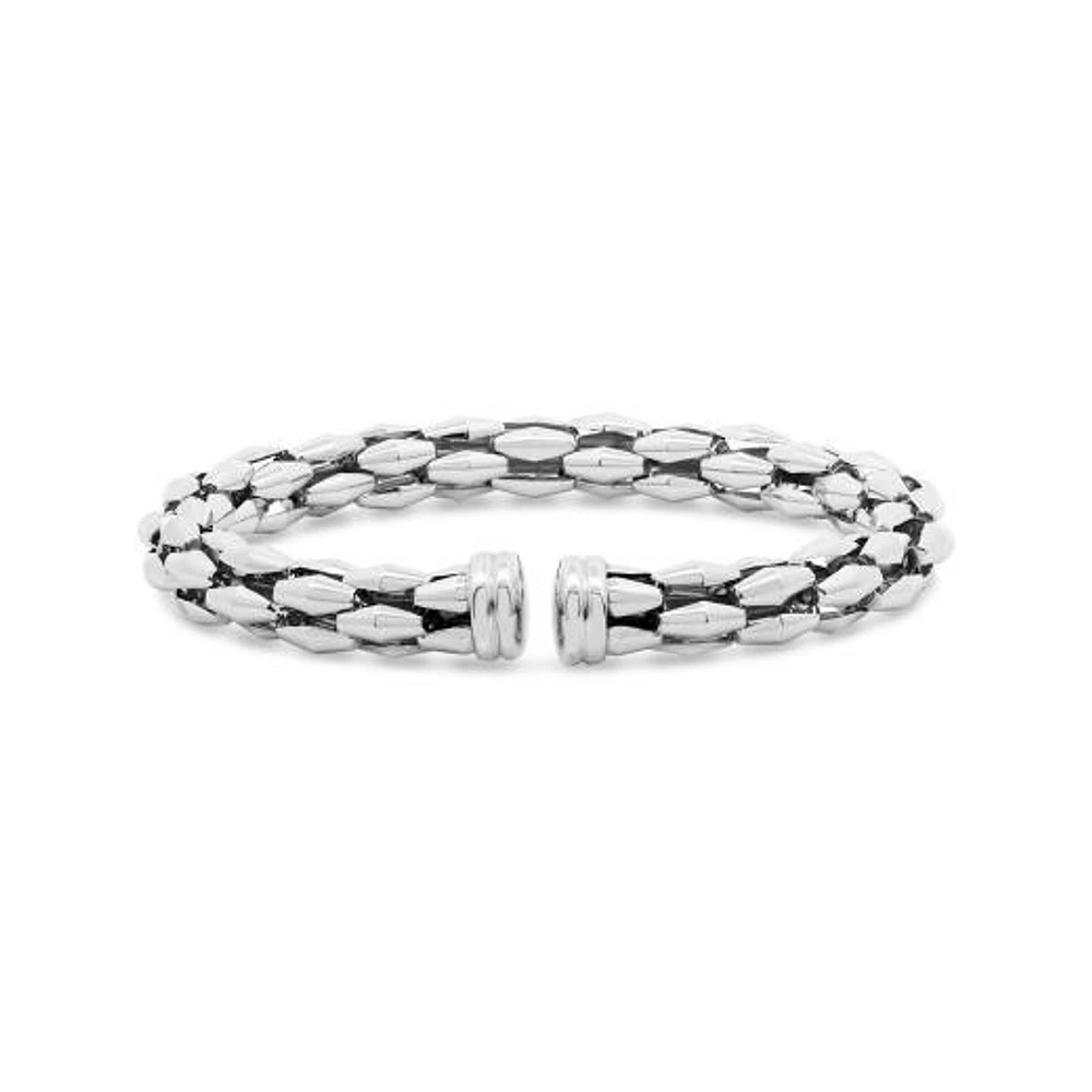 Sterling Silver Fancy Link Cuff Bracelet