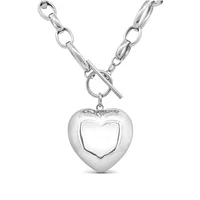 Sterling Silver 17" Puffed Heart Necklace