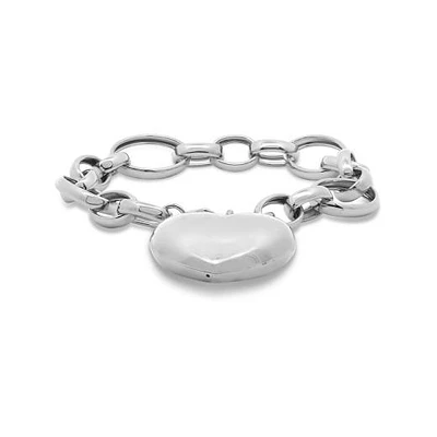 Sterling Silver 7.5" Puffed Heart Bracelet