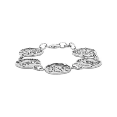 Sterling Silver Coin 7.5" Bracelet