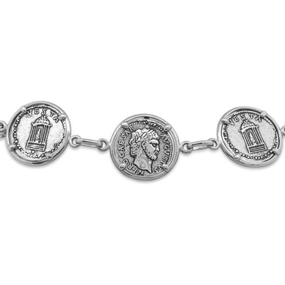 Sterling Silver 7.5" Coin Bracelet