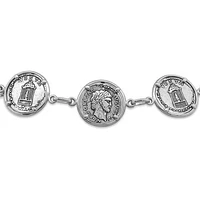 Sterling Silver 7.5" Coin Bracelet