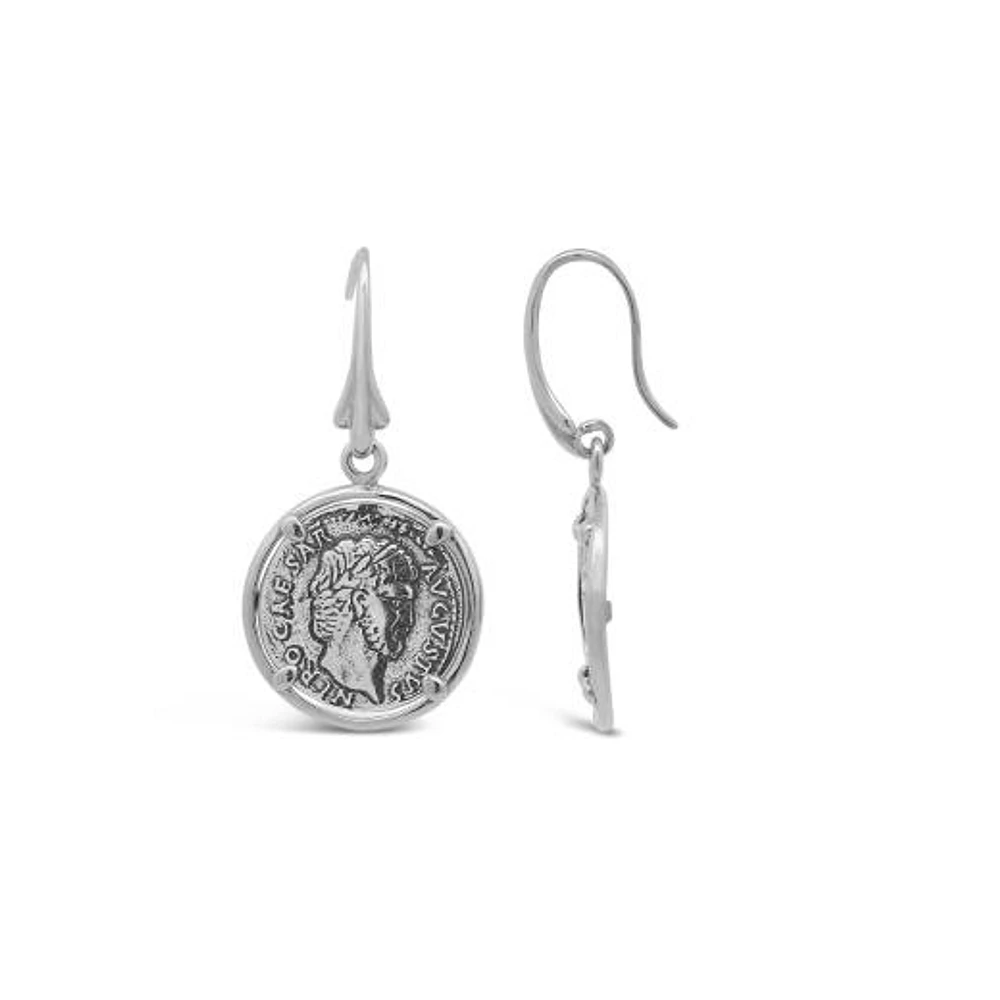 Sterling Silver Coin Drop Earrings